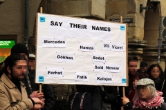 Das Schlid "Say their names" mit den Namen der Opfer von Hanau